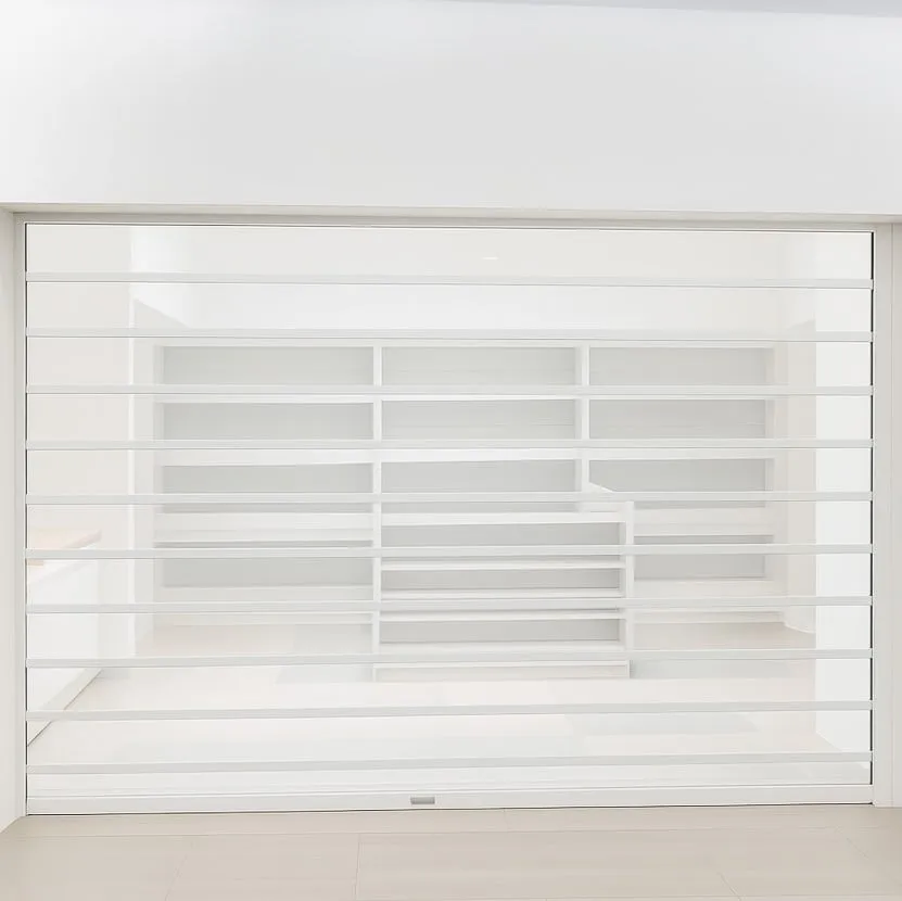 Cortina de policarbonato transparente para acceso seguro.