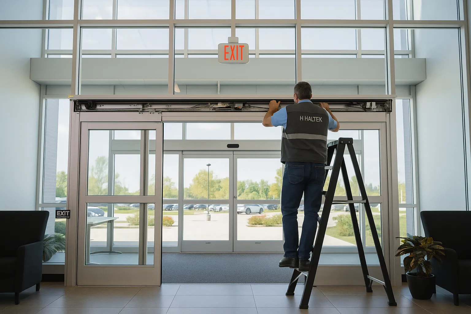 Servicio de mantenimiento de puertas automáticas HALTEK.