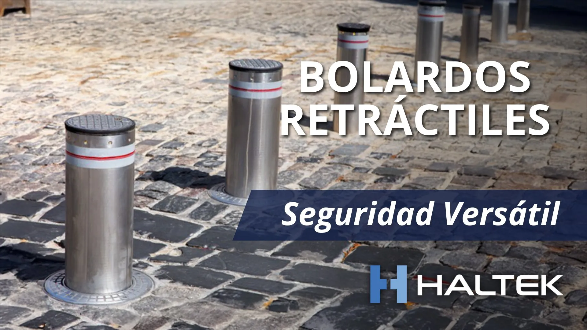 Miniatura de bolardos retráctiles para control de acceso vehicular.