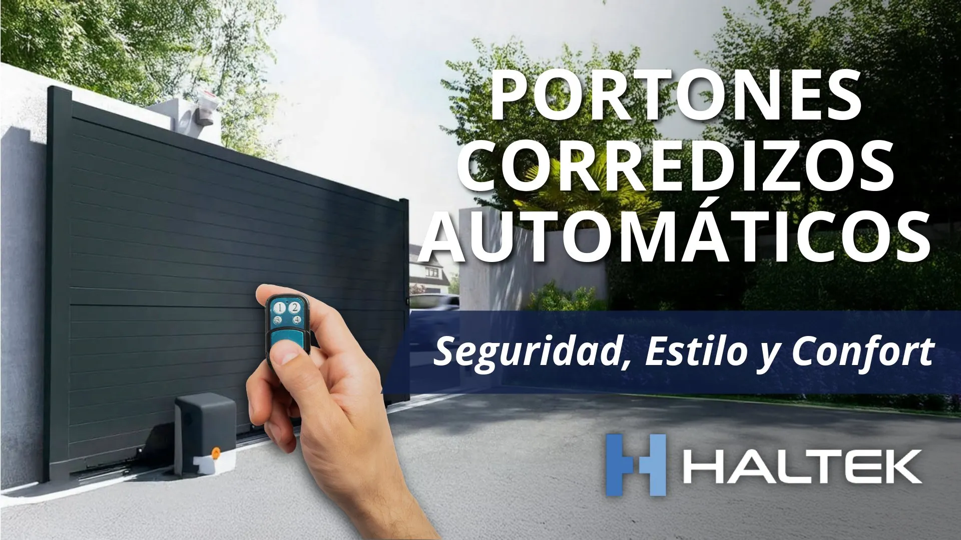 Miniatura de portones corredizos automáticos en diseño técnico.