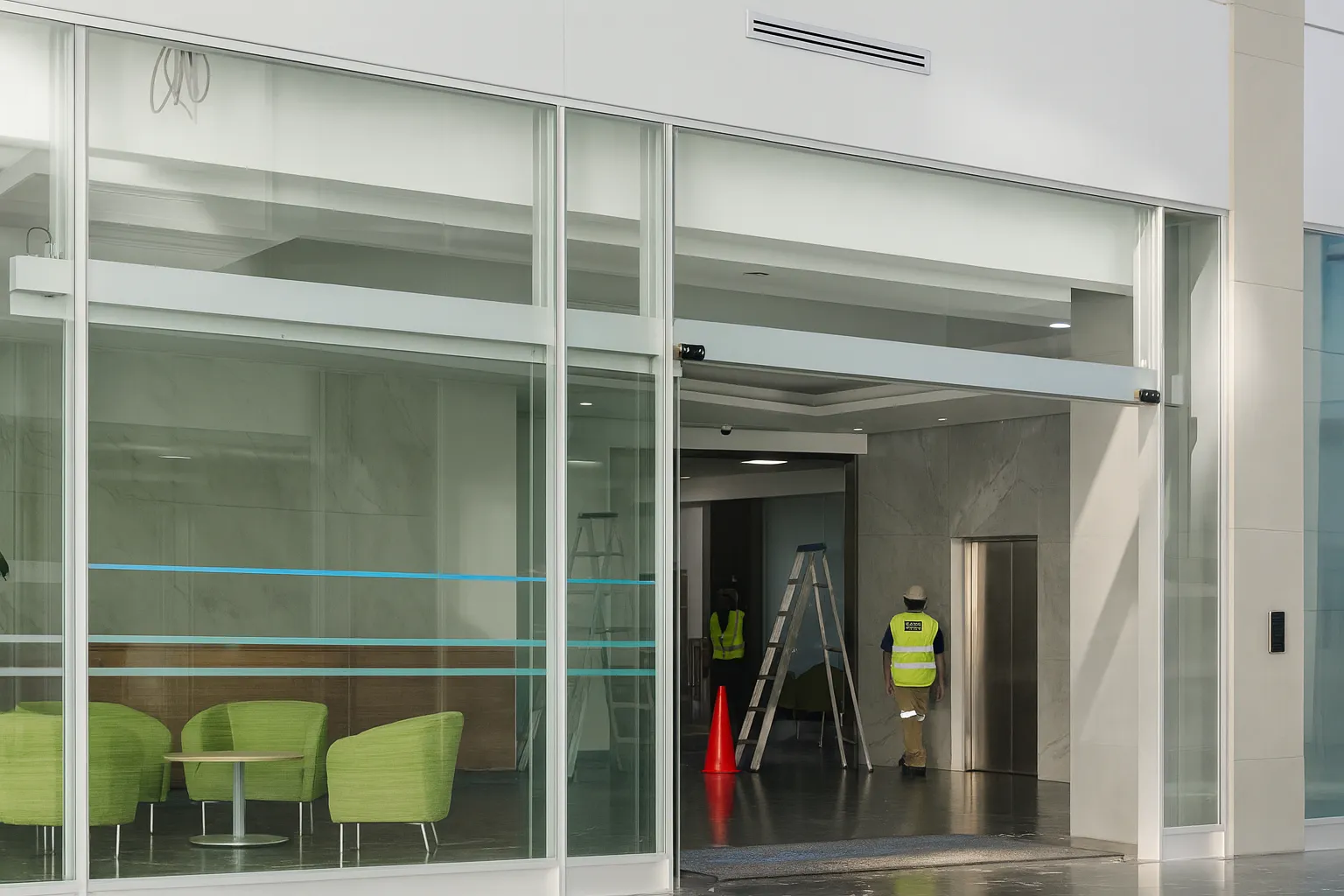 Portada de proyecto de puerta instalada en Seguros GMX.