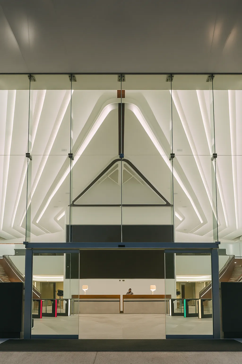 Puerta corrediza automática de cristal en Genomma Lab.