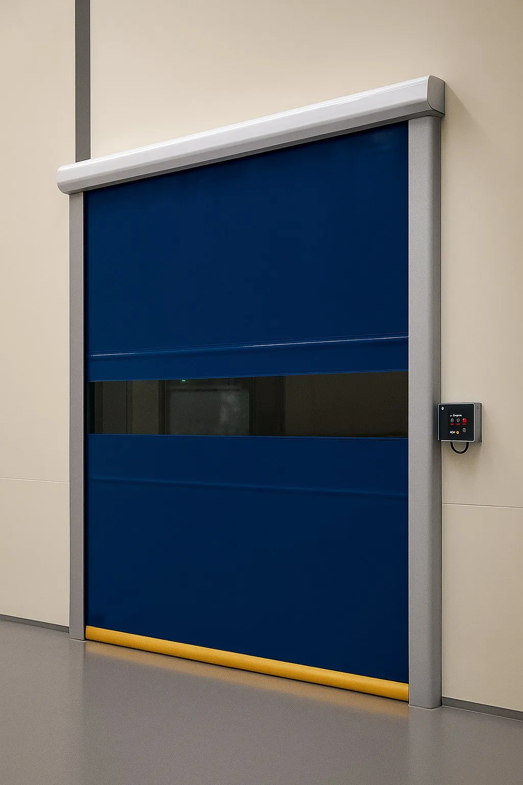 Puerta rápida de lona enrollable.