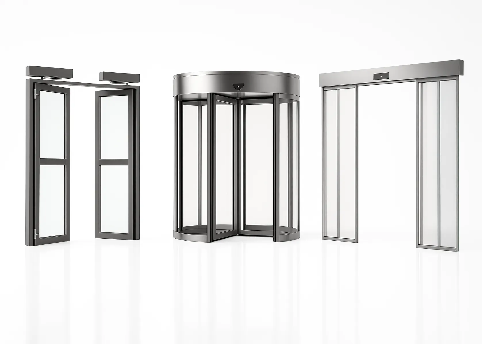 Conjunto de puertas automáticas de cristal.