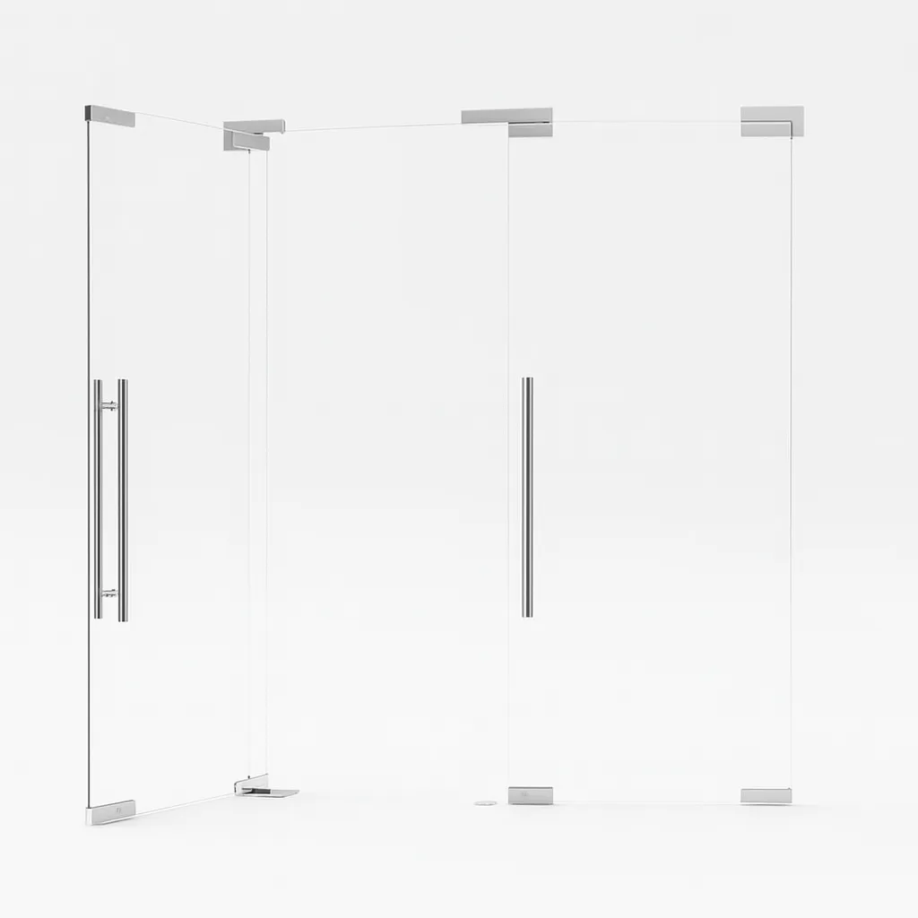 Render de puerta batiente doble automática.