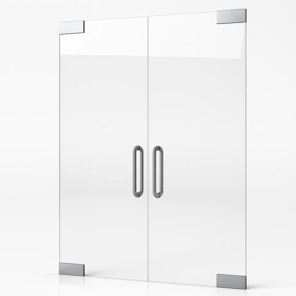 Render de puerta doble manual con jaladera tipo C.