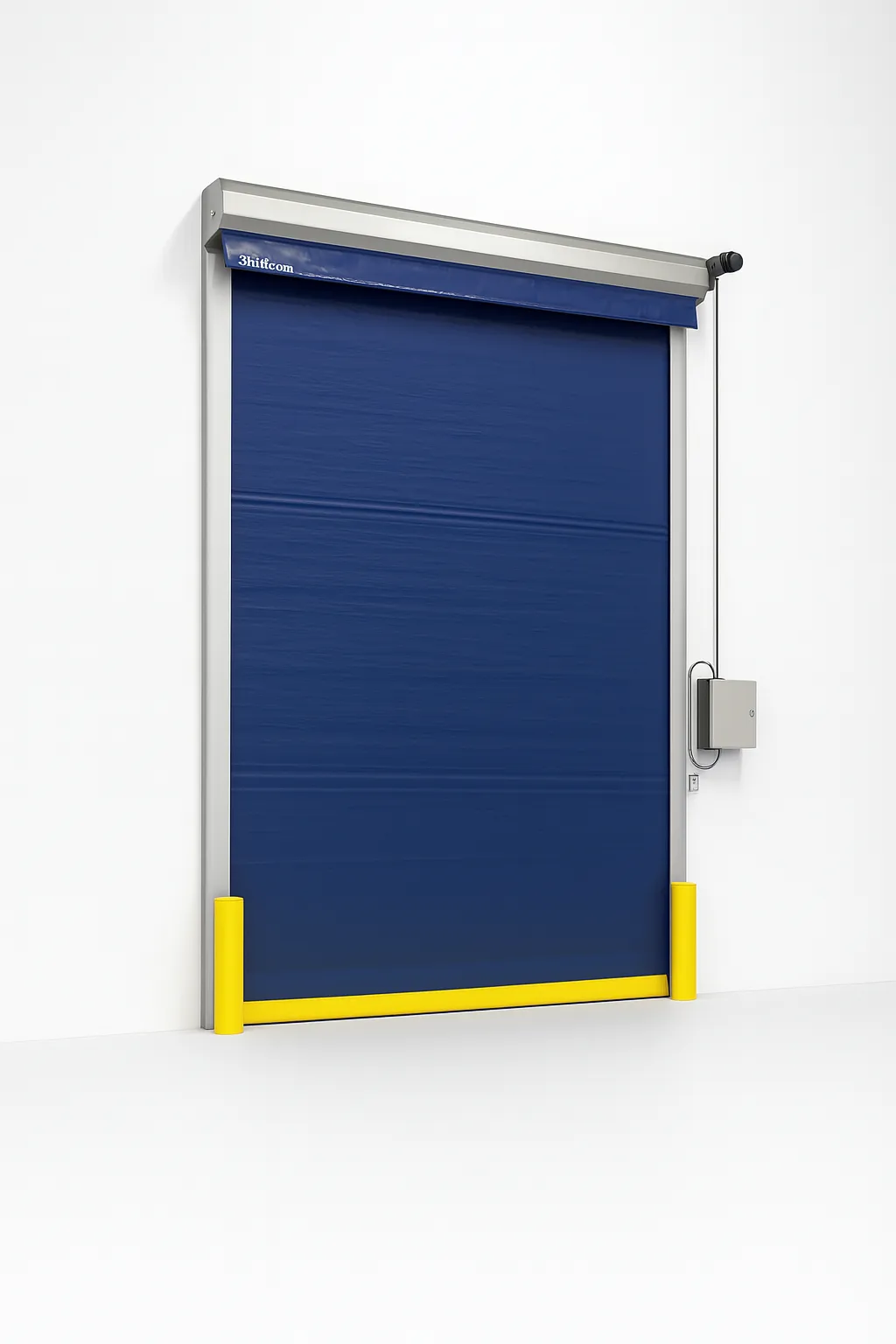 Render de puerta rápida industrial.