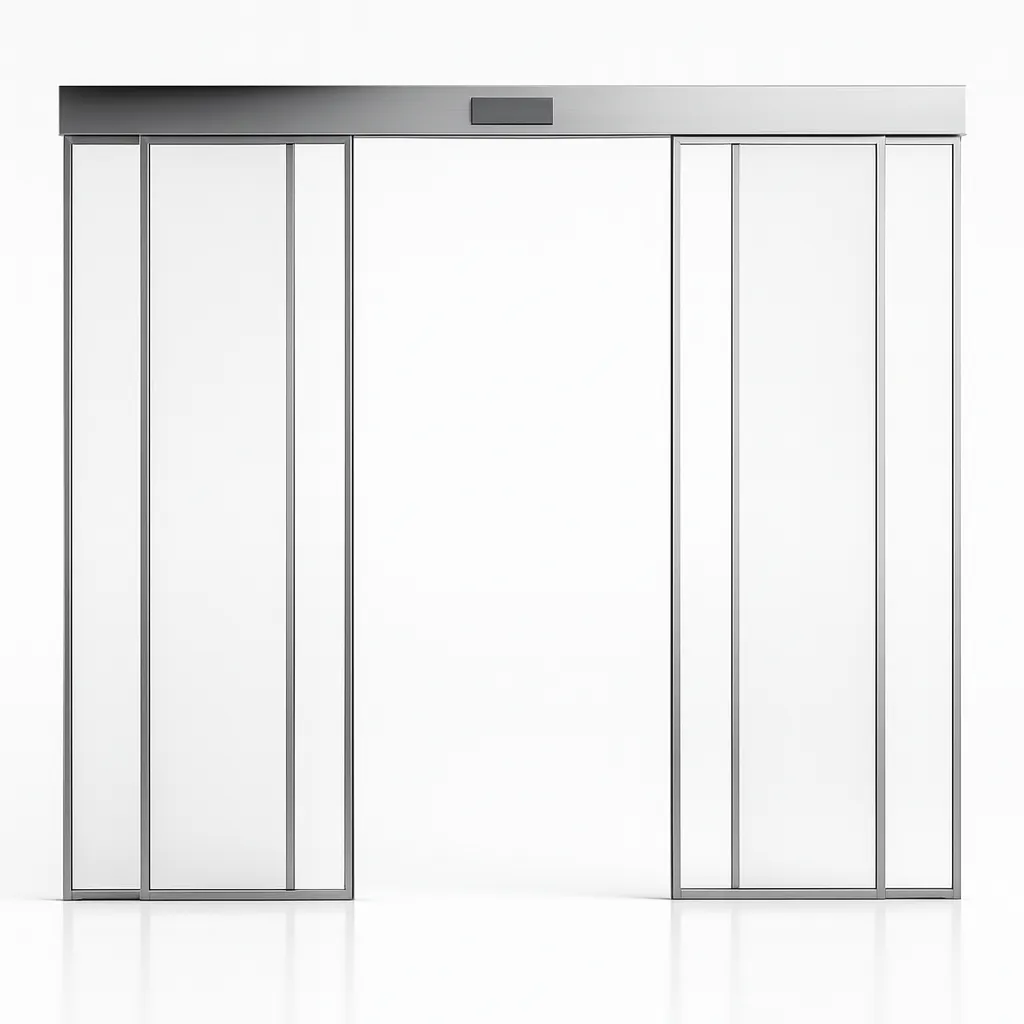Puerta corrediza automática de cristal disponible en renta.