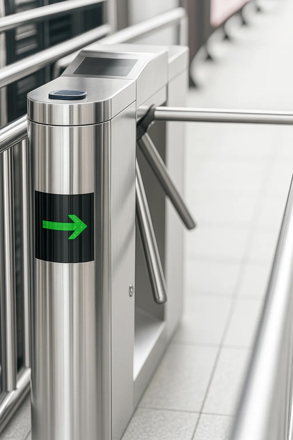 Torniquete trípode automático para control de acceso.